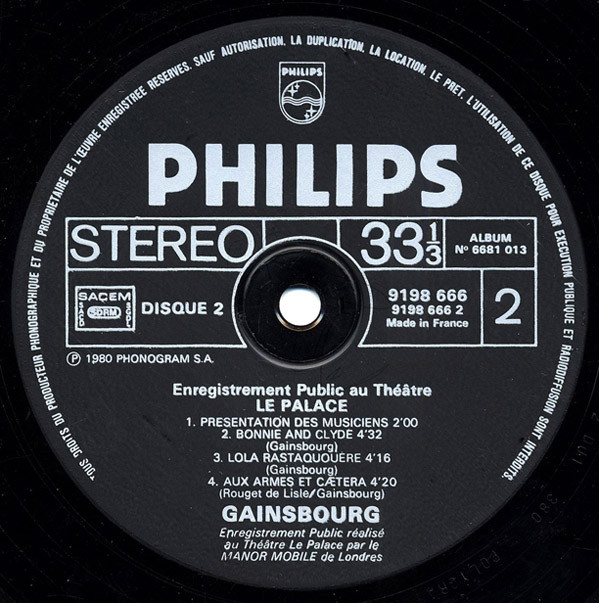 Serge Gainsbourg - Enregistrement Public Au Théâtre Le Palace | Philips (6681 013) - 9