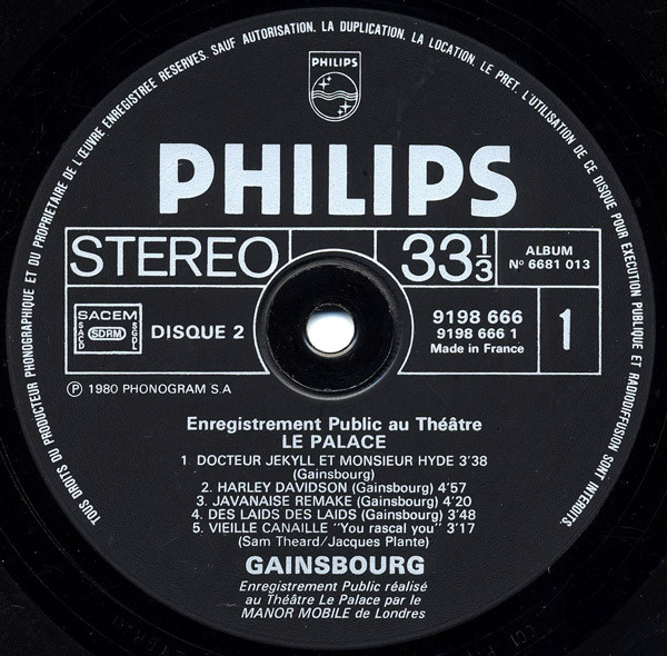 Serge Gainsbourg - Enregistrement Public Au Théâtre Le Palace | Philips (6681 013) - 8