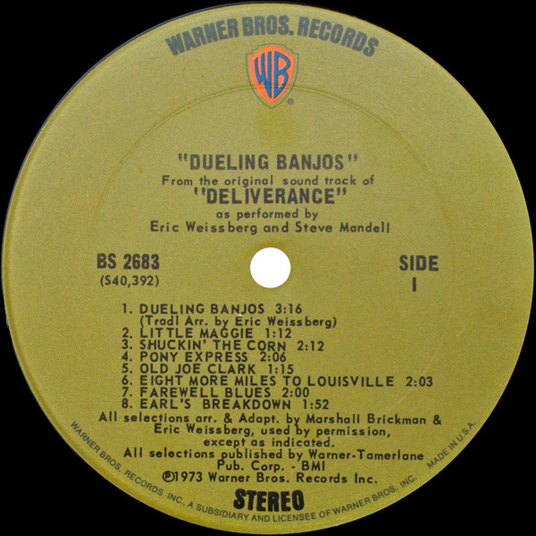 Eric Weissberg And Steve Mandell - Dueling Banjos From The Original Motion Picture Soundtrack Deliverance And Additional Music | Warner Bros. Records (BS 2683) - 3 Eric Weissberg And Steve Mandell - Dueling Banjos From The Original Motion Picture Soundtrack Deliverance And Additional Music | Warner Bros. Records (BS 2683) - 3