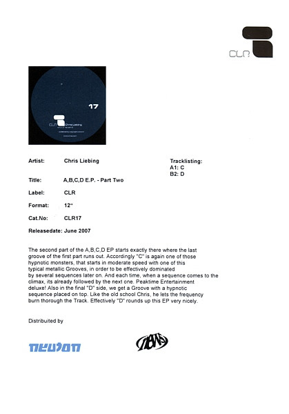 Chris Liebing - A, B, C, D EP Part 2 | CLR (CLR 17) - 2