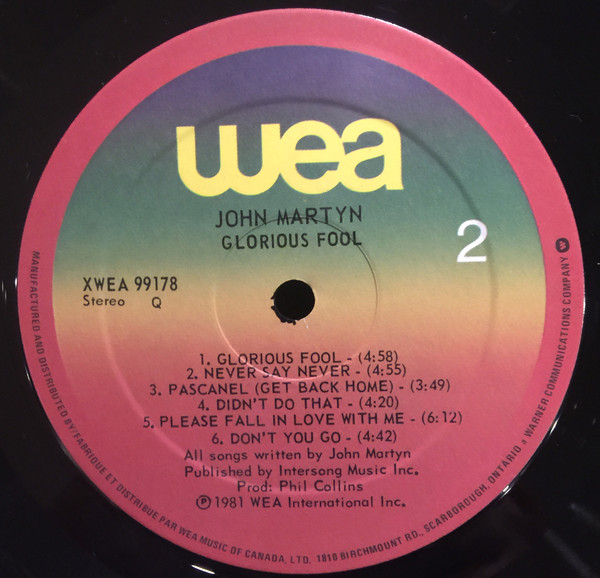 John Martyn - Glorious Fool | WEA (XWEA 99178) - 2