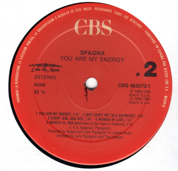 Ivana Spagna - You Are My Energy | CBS (CBS 463072-1) - 3 Ivana Spagna - You Are My Energy | CBS (CBS 463072-1) - 3