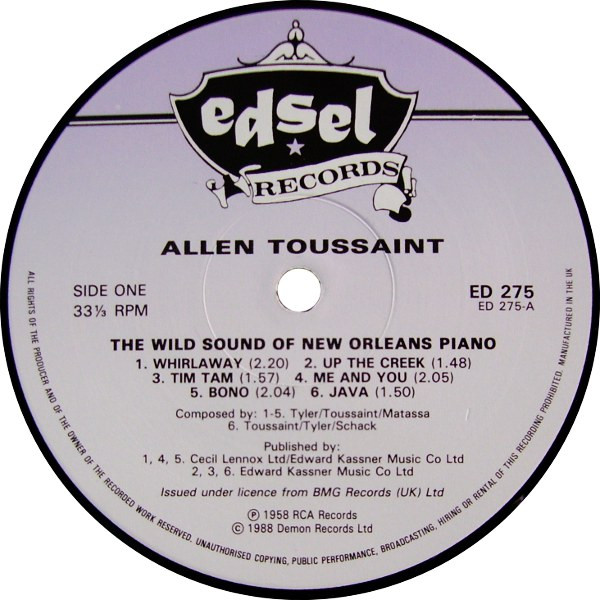 Tousan - The Wild Sound Of New Orleans By Tousan | Edsel Records (ED 275) - 3