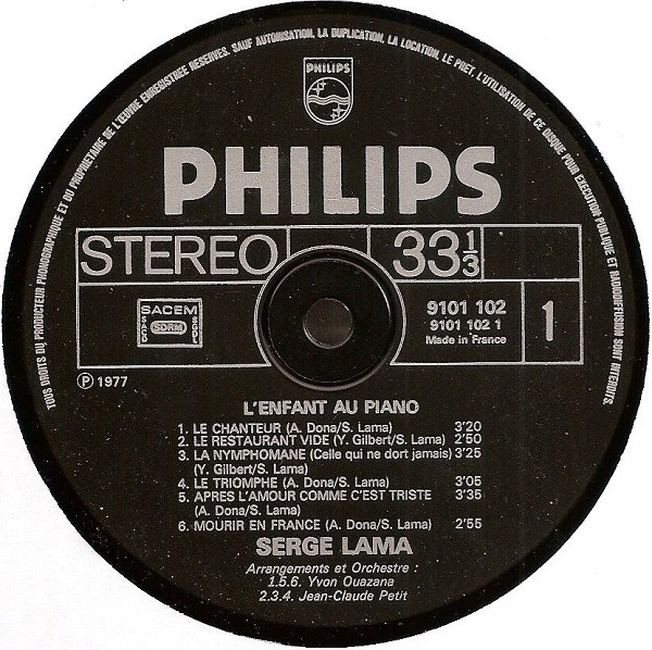 Serge Lama - L'enfant Au Piano | Philips (9101 102) - 4