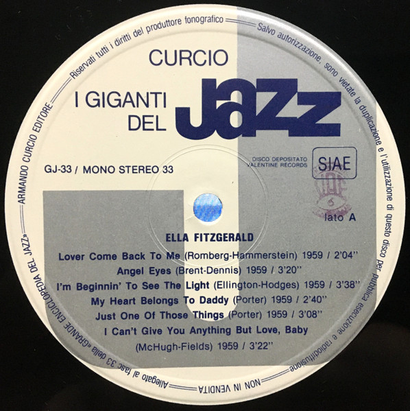Ella Fitzgerald / Memphis Slim / Big Joe Turner / Ray Charles And His Orchestra - I Giganti Del Jazz Vol. 33 | Curcio (GJ-33) - 4 Ella Fitzgerald / Memphis Slim / Big Joe Turner / Ray Charles And His Orchestra - I Giganti Del Jazz Vol. 33 | Curcio (GJ-33) - 4