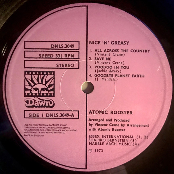 Atomic Rooster - Nice 'N' Greasy | Dawn (DNLS 3049) - 3