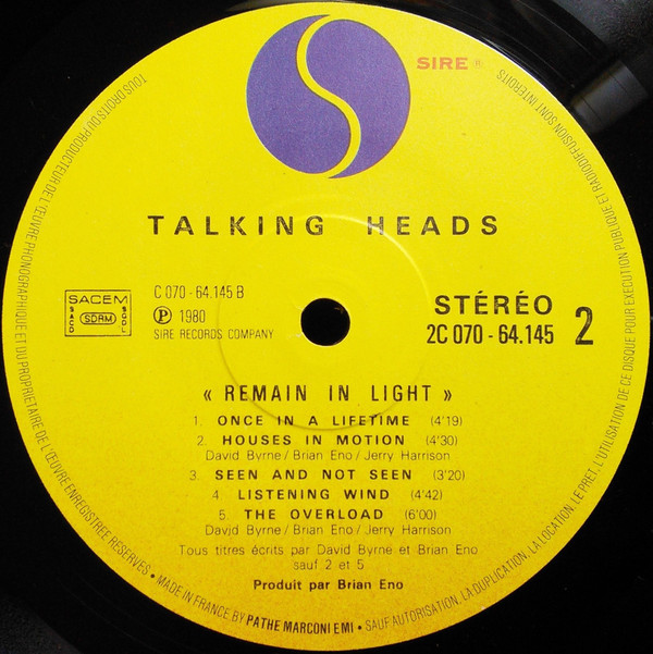 Talking Heads - Remain In Light | Sire (2C 070-64145) - 4