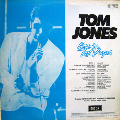 Tom Jones - Live In Las Vegas | Decca (SKL 5032) - 2