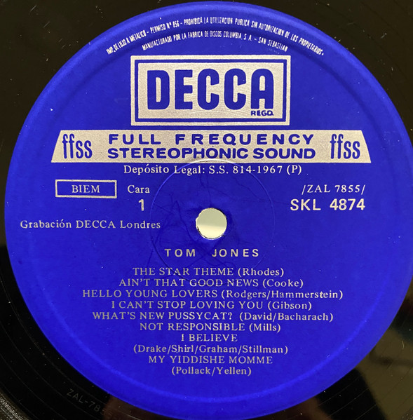 Tom Jones - Live In Las Vegas | Decca (SKL 5032) - 3