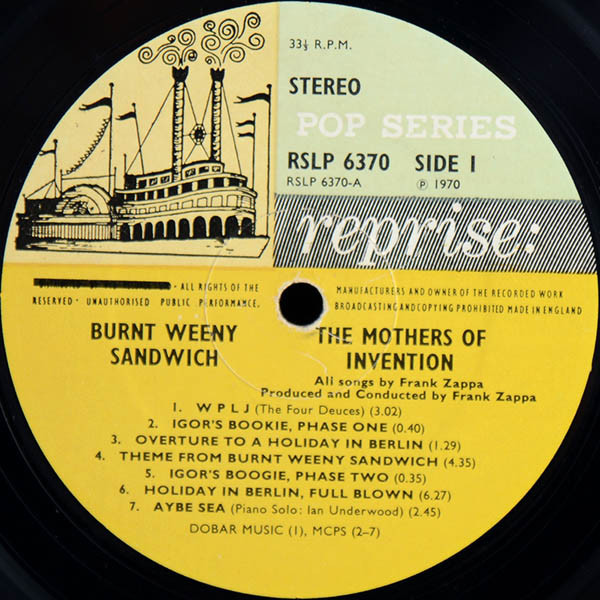 The Mothers - Burnt Weeny Sandwich | Reprise Records (RSLP 6370) - 4