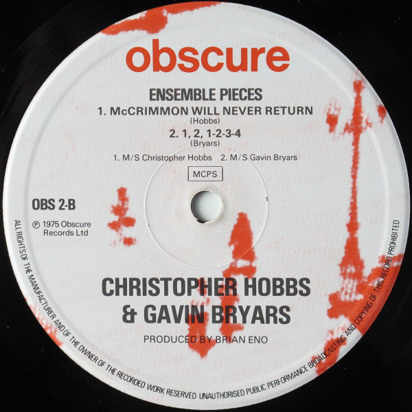 Christopher Hobbs / John Adams / Gavin Bryars - Ensemble Pieces | Obscure (obscure no. 2) - 4