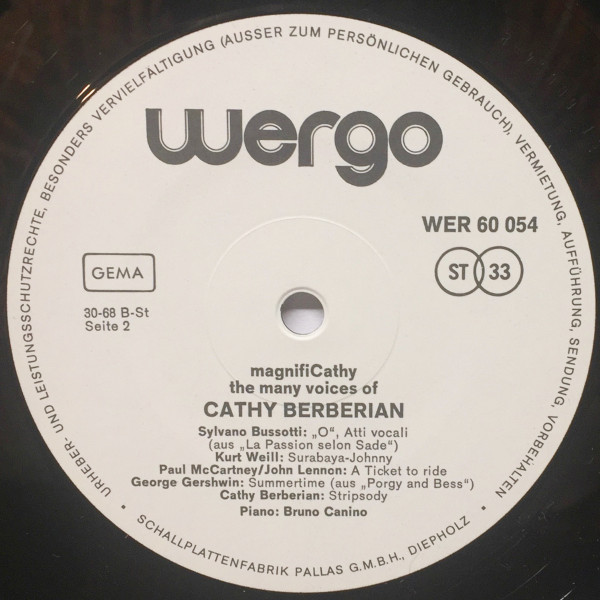 Cathy Berberian - MagnifiCathy (The Many Voices Of Cathy Berberian) | Wergo (WER 60054)