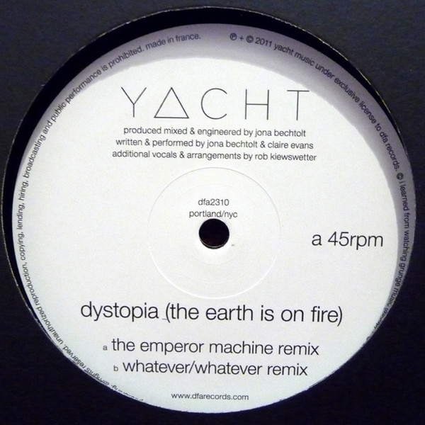 Yacht - Dystopia (The Earth Is On Fire) | DFA (dfa2310)