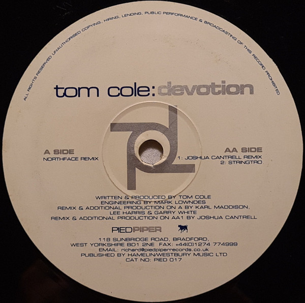 Tom Cole - Devotion | Pied Piper Records (PIED 017) - main