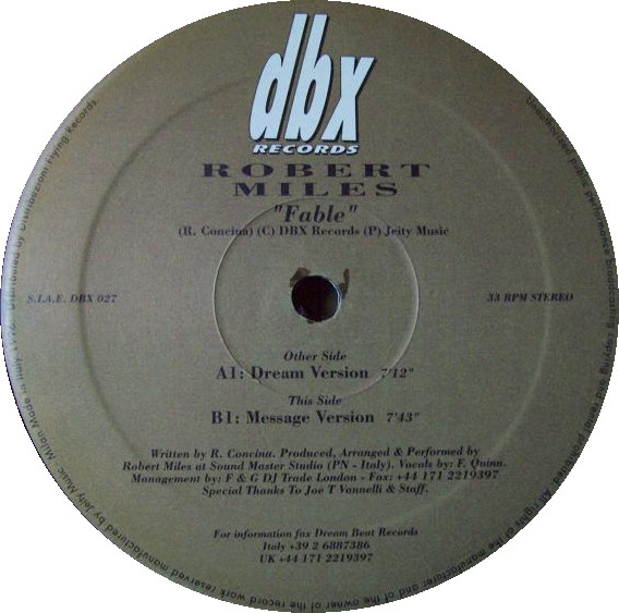 Robert Miles - Fable | DBX Records (DBX 027) - 5