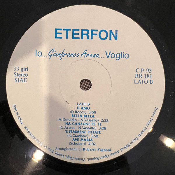 Gianfranco Arena - Io... Gianfranco Arena... Voglio | Eterfon (RR 181) - 4 Gianfranco Arena - Io... Gianfranco Arena... Voglio | Eterfon (RR 181) - 4