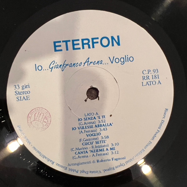Gianfranco Arena - Io... Gianfranco Arena... Voglio | Eterfon (RR 181) - 3 Gianfranco Arena - Io... Gianfranco Arena... Voglio | Eterfon (RR 181) - 3