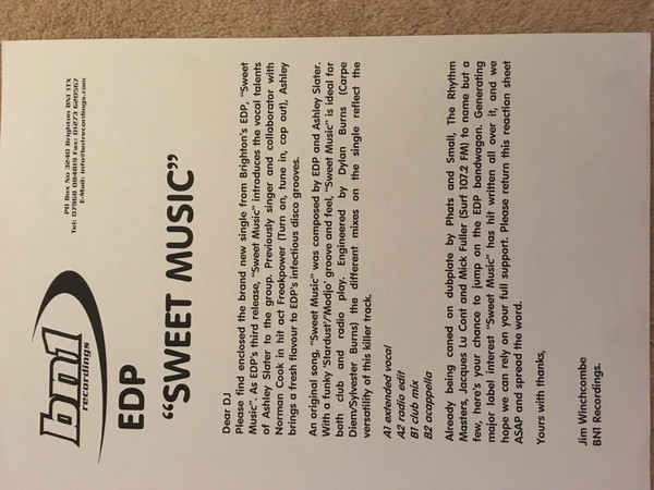 EDP - Sweet Music | BN1 Recordings (BN1003) EDP - Sweet Music | BN1 Recordings (BN1003)