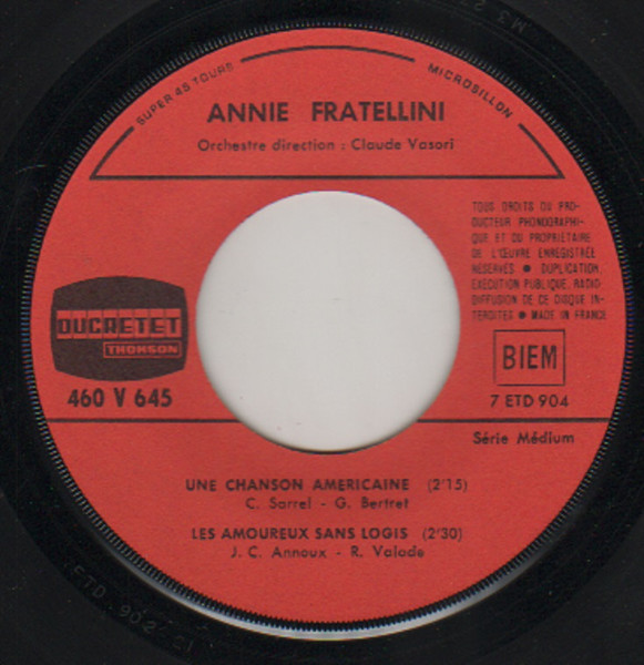 Annie Fratellini - Une Chanson Américaine | Ducretet Thomson (460 V 645) - 3