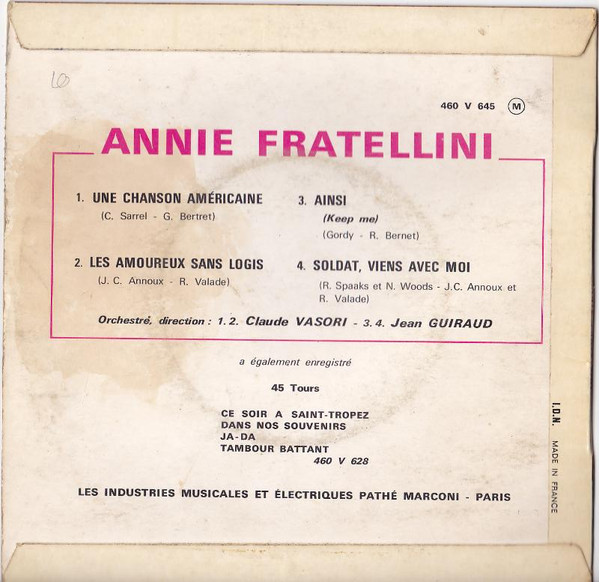 Annie Fratellini - Une Chanson Américaine | Ducretet Thomson (460 V 645) - 2