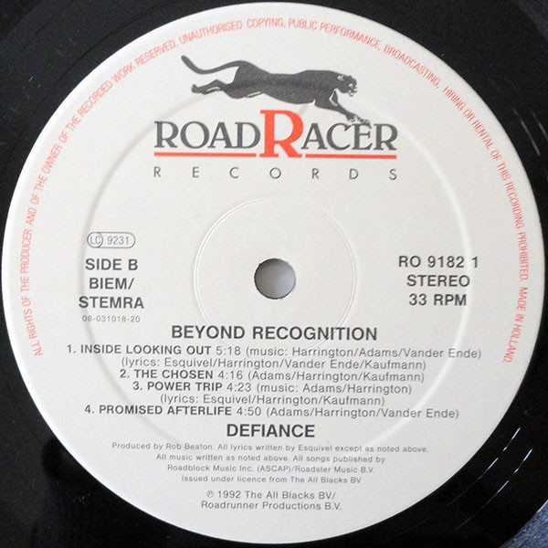 Defiance - Beyond Recognition | Roadracer Records (RO 9182-1) - 4