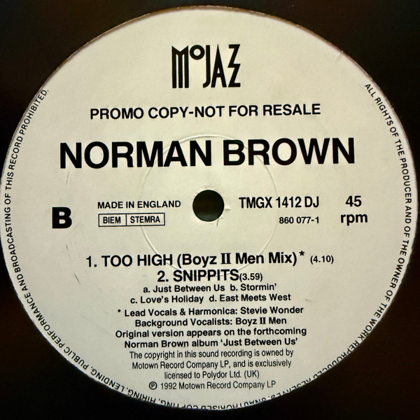 Norman Brown - Too High | MoJazz (TMGX 1412 DJ) - 2