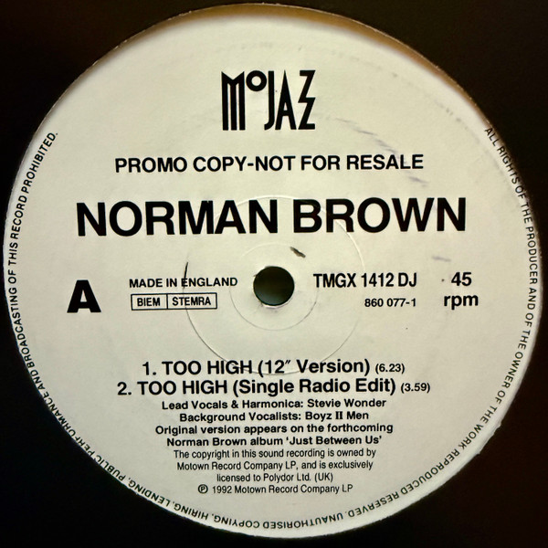 Norman Brown - Too High | MoJazz (TMGX 1412 DJ) - main