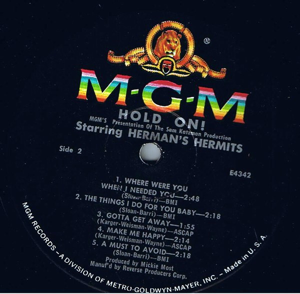 Herman's Hermits - Hold On! | MGM Records (E-4342ST) - 4 Herman's Hermits - Hold On! | MGM Records (E-4342ST) - 4