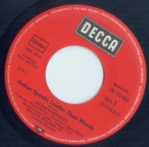 The Show Stoppers - Action Speaks Louder Than Words | Decca (DL 25 483) - 2