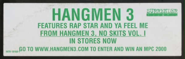 Hangmen 3 - Rap Star (All I Ever Wanted) / Ya Feel Me | Interscope Records (INTR-10168-1) - 3