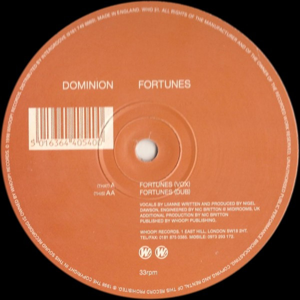 Dominion - Fortunes | Whoop! Records (WHO31)