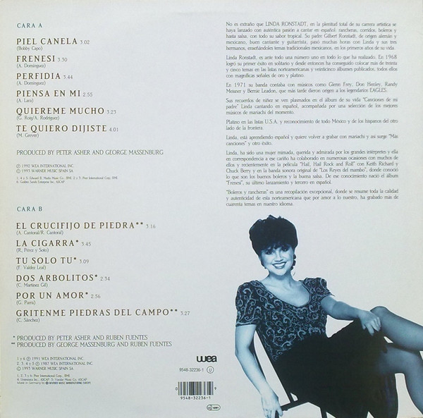 Linda Ronstadt - Boleros Y Rancheras | WEA (9548-32236-1) - 2