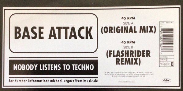 Base Attack - Nobody Listens To Techno | EMI Music Germany GmbH & Co. KG (552 5626) - 4