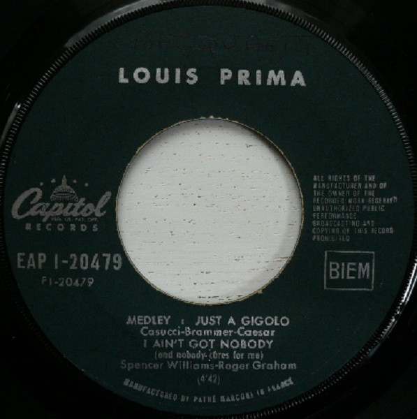Louis Prima - Just A Gigolo | Capitol Records (EAP 1-20479) - 2