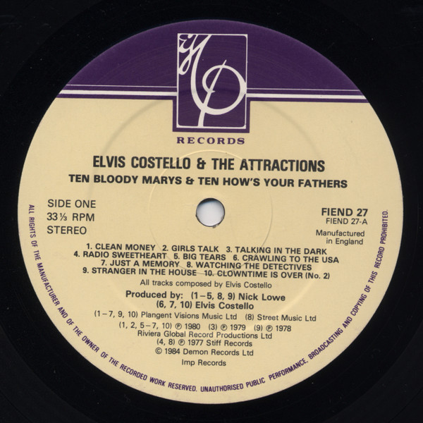 Elvis Costello & The Attractions - Ten Bloody Marys & Ten How's Your Fathers | Imp Records (FIEND 27)