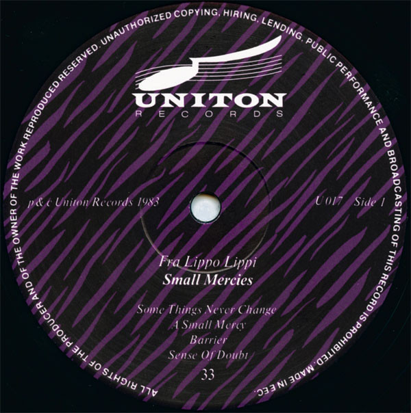 Fra Lippo Lippi - Small Mercies | Uniton Records (Uniton 017) - 3 Fra Lippo Lippi - Small Mercies | Uniton Records (Uniton 017) - 3
