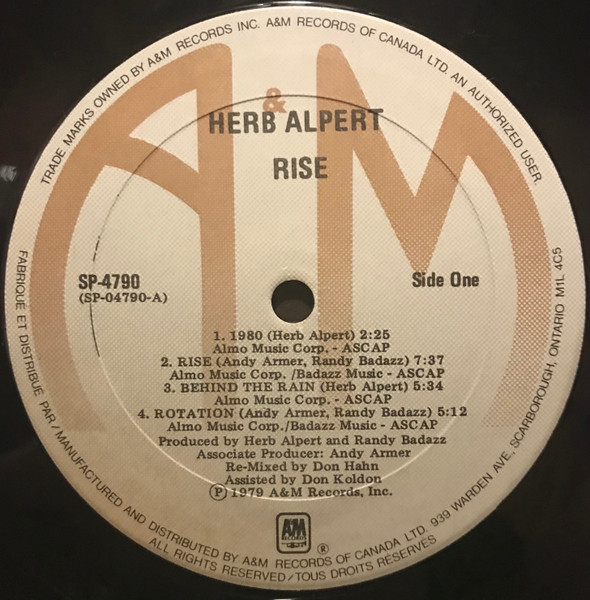 Herb Alpert - Rise | A&M Records (SP-4790) - 3
