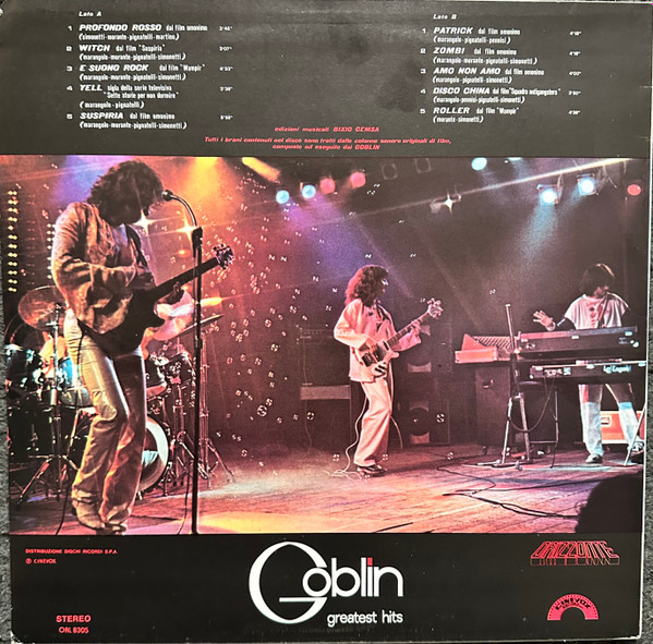 Goblin - Greatest Hits | Cinevox Record (ORL 8305) - 2