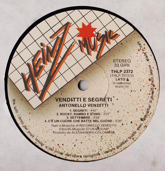 Antonello Venditti - Venditti E Segreti | Heinz Music (THLP 2372) - 3