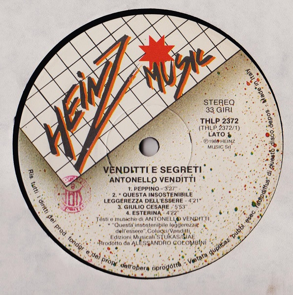 Antonello Venditti - Venditti E Segreti | Heinz Music (THLP 2372) - 2