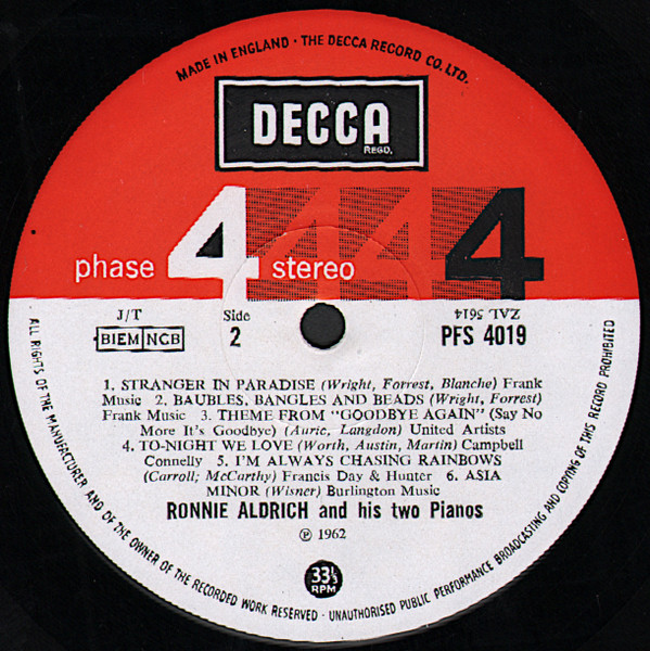 Ronnie Aldrich And His Two Pianos - Ronnie Aldrich And His Two Pianos | Decca (PFS 4019) - 4