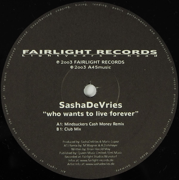 SashaDeVries - Who Wants To Live Forever | Fairlight Records (none)