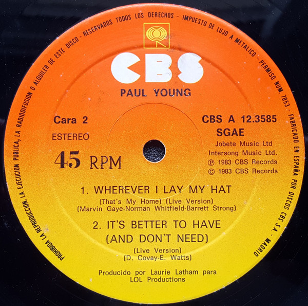 Paul Young - Love Of The Common People (Extended Club Mix) | CBS (CBS A 12.3585) - 4
