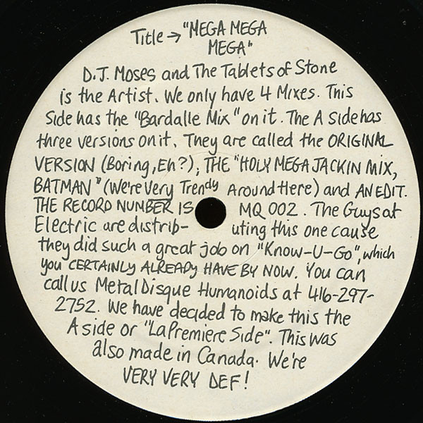 DJ Moses And The Tablets Of Stone - Mega Mega Mega | Metaldisque (MQ 002) - main DJ Moses And The Tablets Of Stone - Mega Mega Mega | Metaldisque (MQ 002) - main