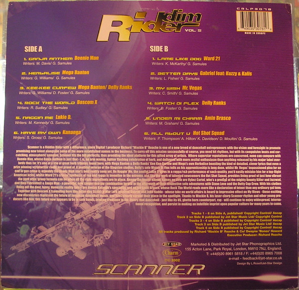 Various - Riddim Rider Vol. 5 Scanner | Charm (CRLP3078) - 2 Various - Riddim Rider Vol. 5 Scanner | Charm (CRLP3078) - 2