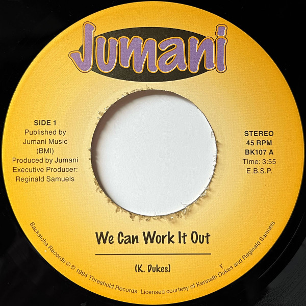Jumani - We Can Work It Out / Give Me Your Love | Backatcha Records (BK107)