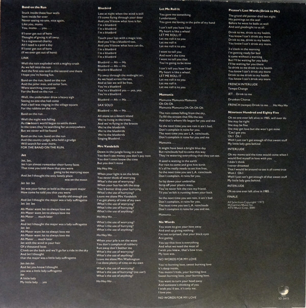 Wings - Band On The Run | Apple Records (SO-3415) - 7 Wings - Band On The Run | Apple Records (SO-3415) - 7