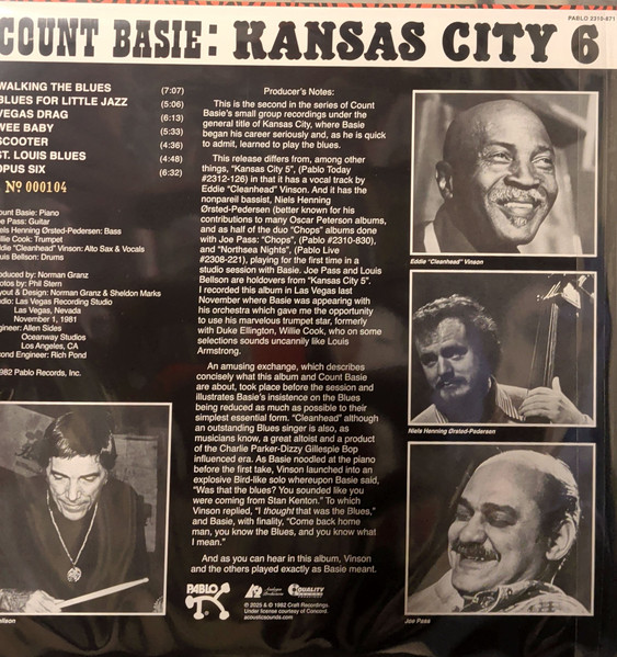 Count Basie 6 - Kansas City | Pablo Records (2310-871) - 2
