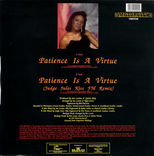 Lois Reeves - Patience Is A Virtue | Motorcity Records (12 MOTC 40) - 2 Lois Reeves - Patience Is A Virtue | Motorcity Records (12 MOTC 40) - 2