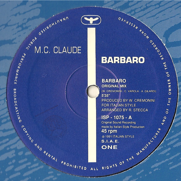 M.C. Claude - Barbaro | Italian Style Production (ISP 1075)
